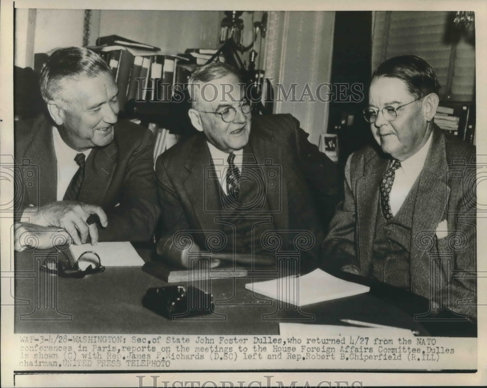  Press Photo John Foster Dulles reports to the House Foreign Affairs Committee - Historic Images