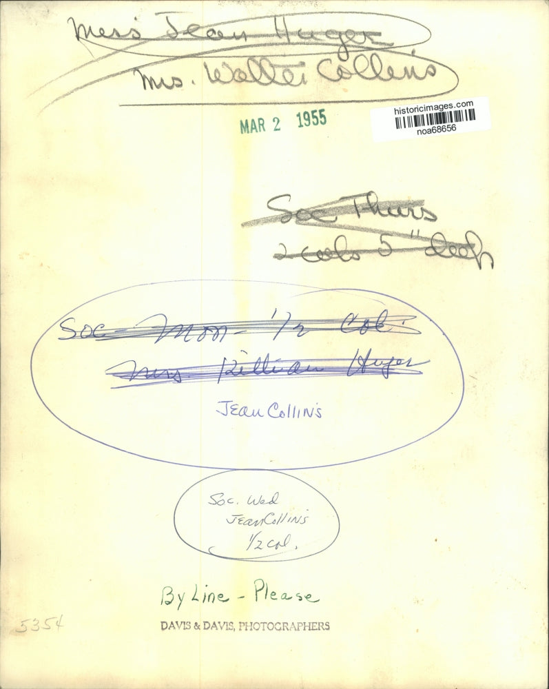 1955 Press Photo Portrait of Mrs. Walter Collins (Jean) - noa68656