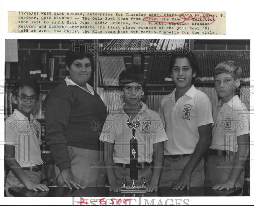 1983 Press Photo The Quiz Bowl Team from Christ The King of Terrytown- Historic Images