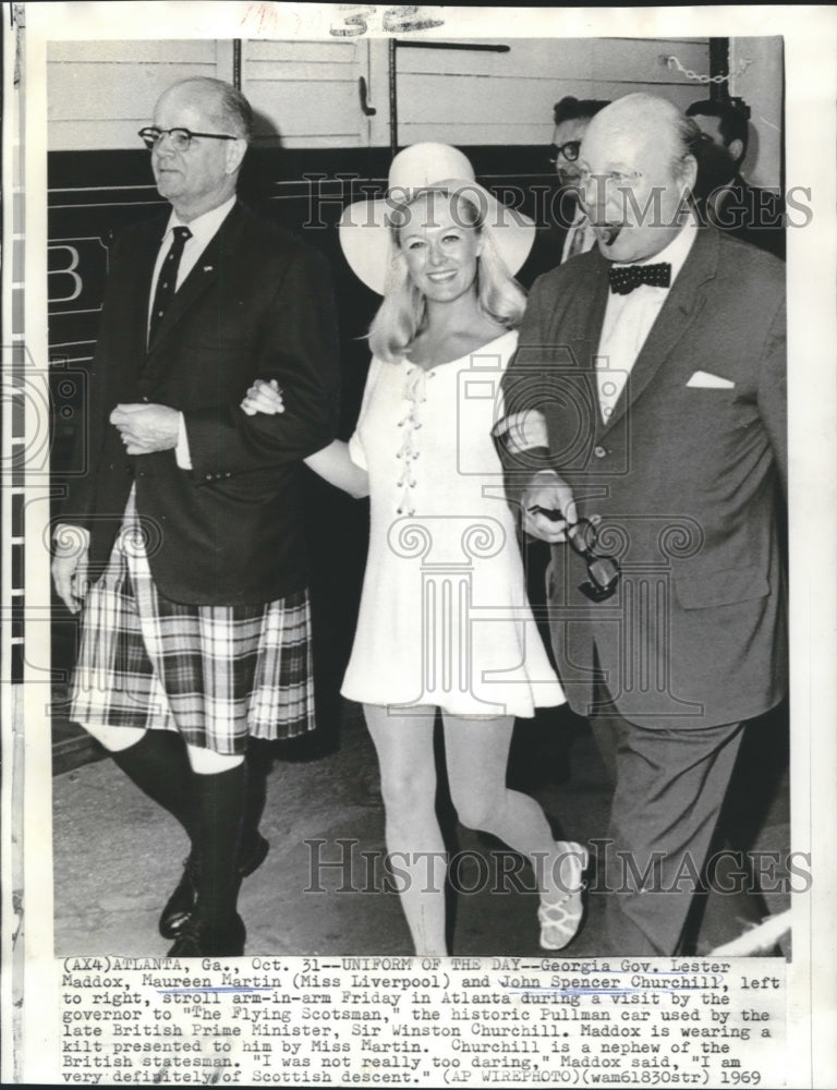 1969 Press Photo Georgia Governor Lester Maddox-Maureen Martin-John S. Churchill- Historic Images