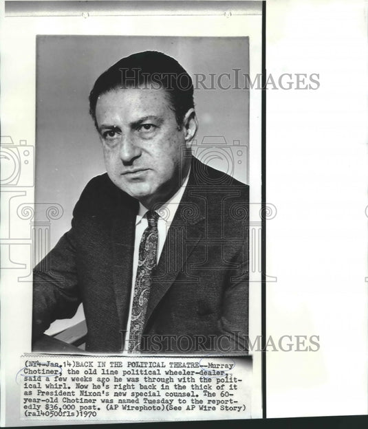 1970 Press Photo Murray Chotiner, President Nixon's special counsel - noa70430