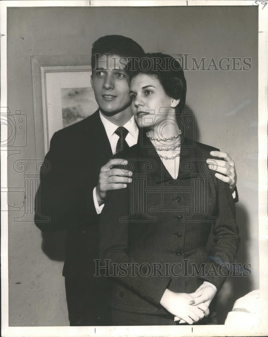 1955 Press Photo Stanley Duplantis and Kathryn Copponex in Wedding Breakfast