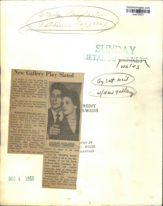 1955 Press Photo Stanley Duplantis and Kathryn Copponex in Wedding Breakfast