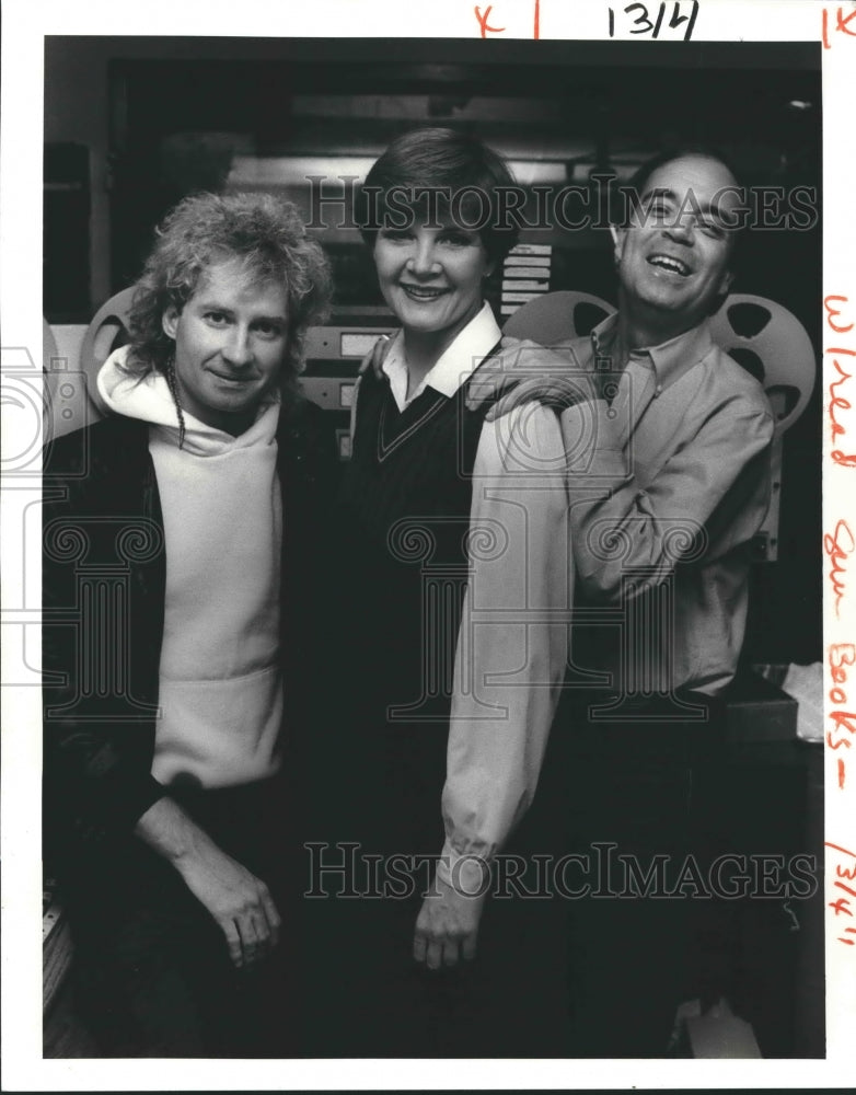 1985 Press Photo Scoot, Nancy Holland and &quot;Skinny&quot; Tommy Cheney of B-97 Radio- Historic Images