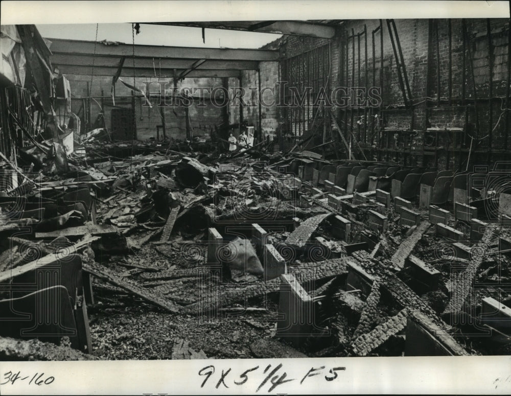 1978 Press Photo The interior of the Gentilly Orleans Theater after a large fire