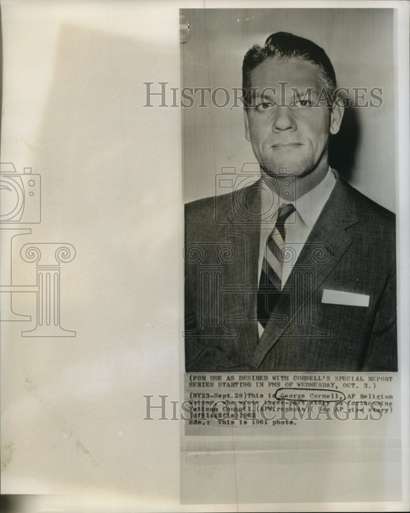 1961 Press Photo George Cornell, AP Religion Writer- Article on Vatican Council- Historic Images