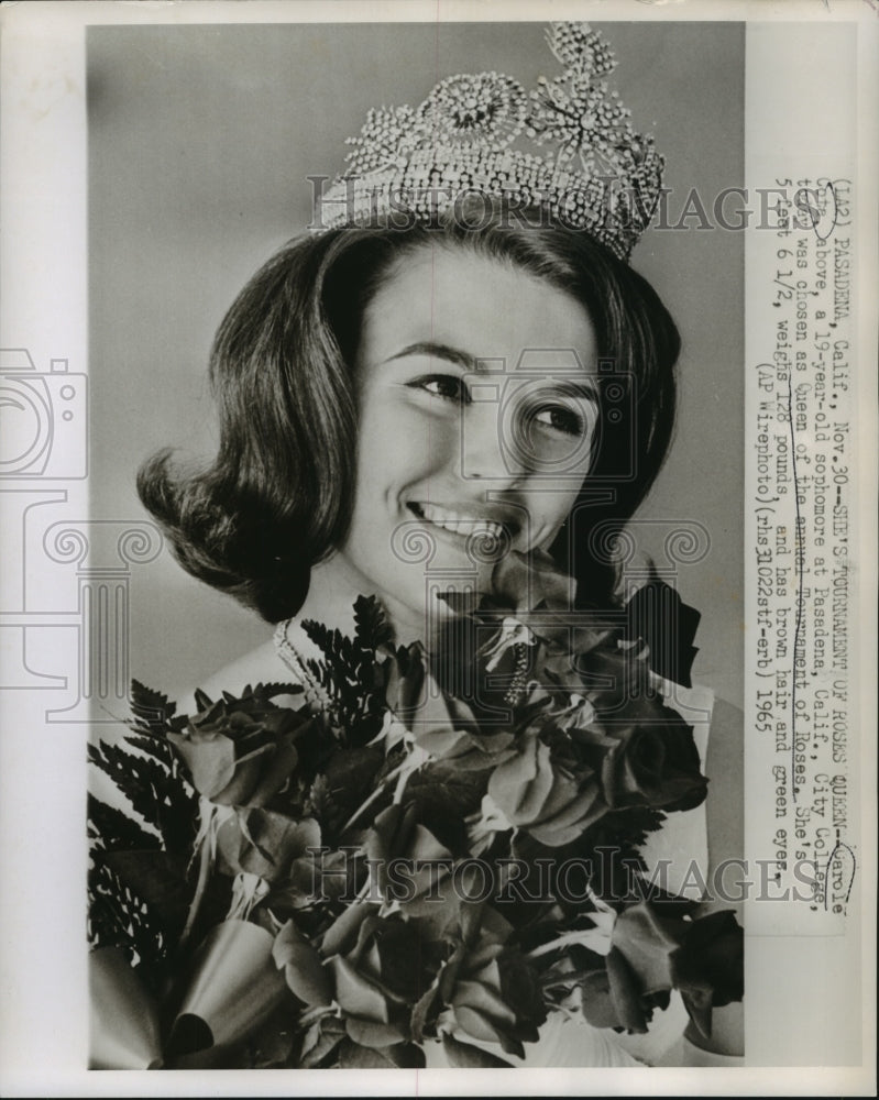 1965 Press Photo Carole Cote, Queen of the annual Tournament of Roses- Historic Images