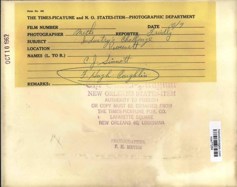 1962 Press Photo C.J. Sinnott and F. Hugh Coughlin at Roosevelt - noa77284