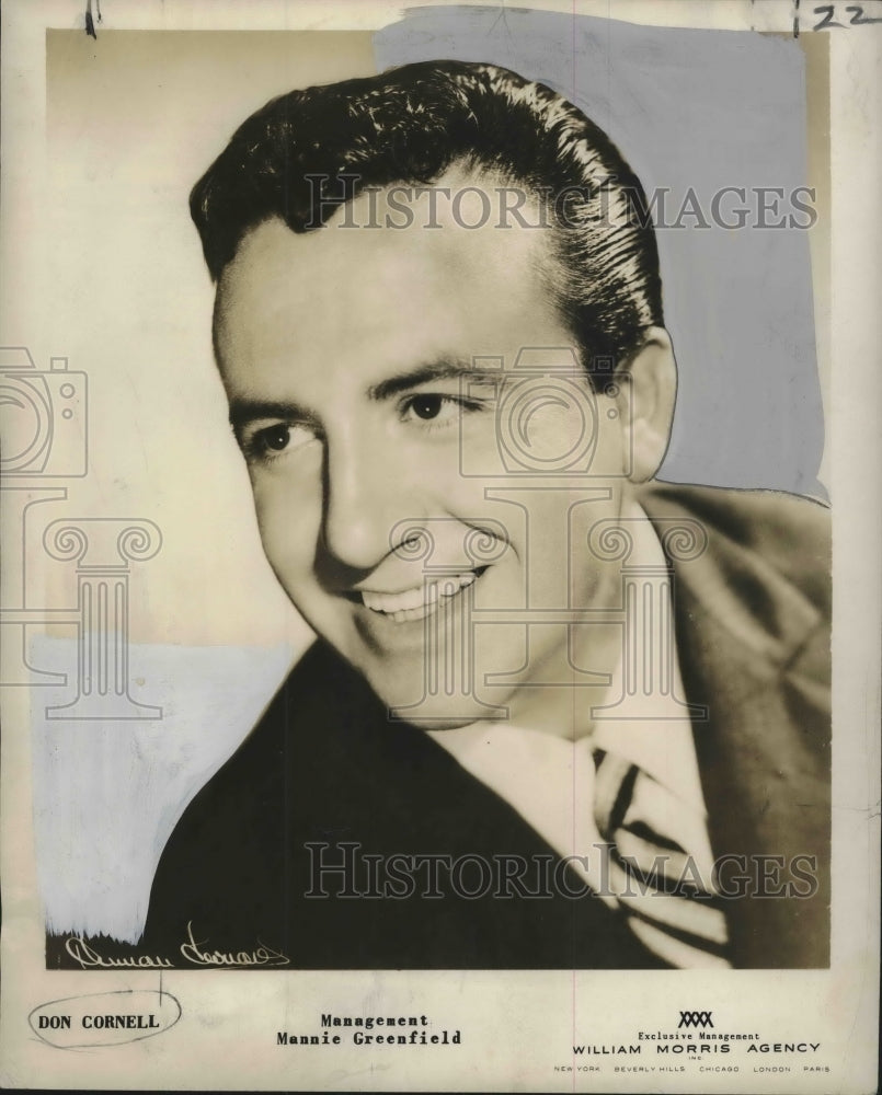 1957 Press Photo Don Cornell, Coral Records Recording Artist - noa77430