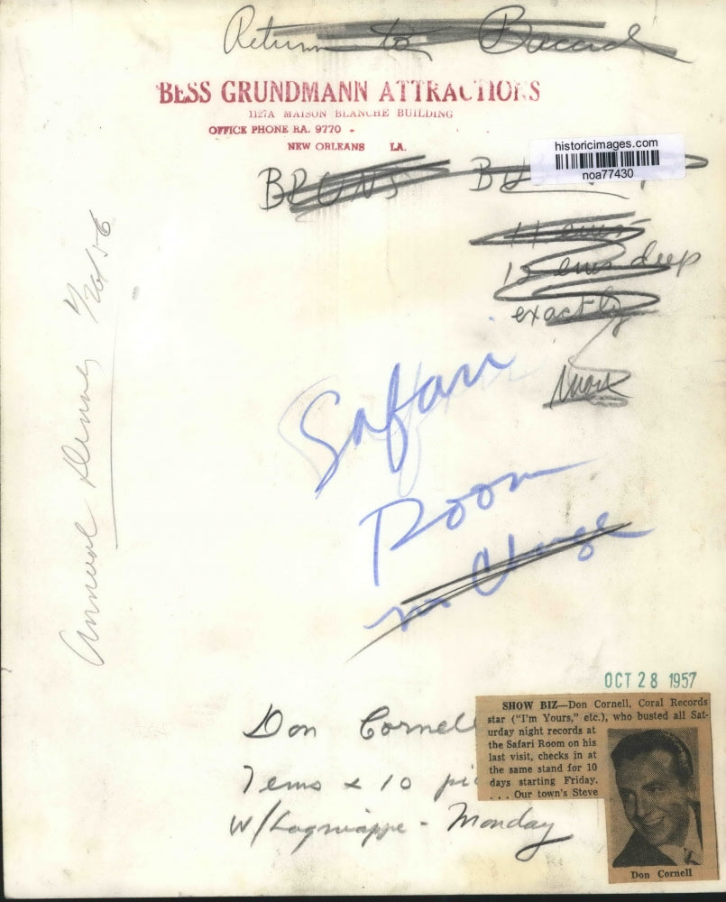 1957 Press Photo Don Cornell, Coral Records Recording Artist - noa77430