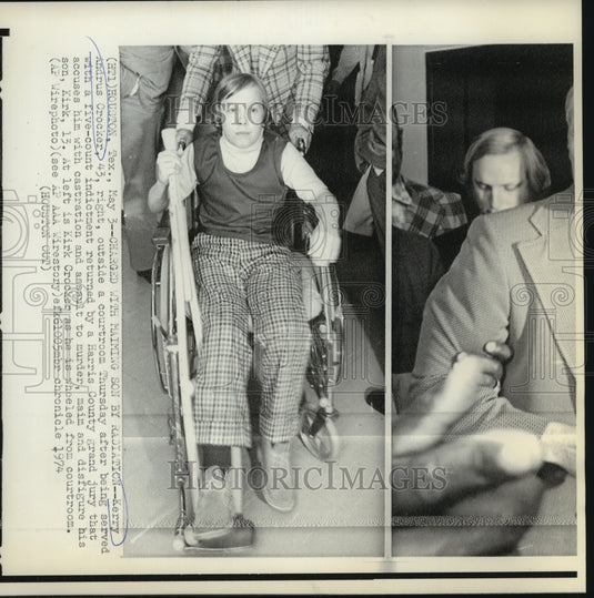 1974 Press Photo Kerry Andrus Crocker charged with maiming his son Kirk- Historic Images