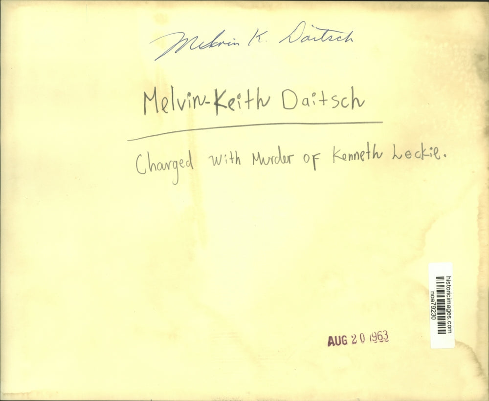 1963 Press Photo Melvin-Keith Daitsch charged with murder of Kenneth Leckie