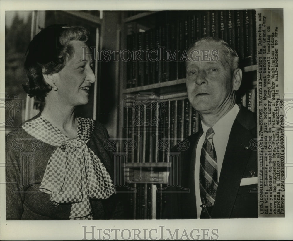 1959 Press Photo Castro M. Dabrohua and Wife Eleanor at Grand Jury Murder Trail- Historic Images