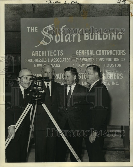 1961 Press Photo Participants at ceremony for Solari's new building construction- Historic Images