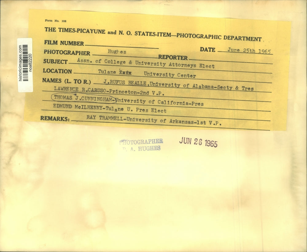 1965 Press Photo Ass. of College & University Attorneys Elect, Tulane University