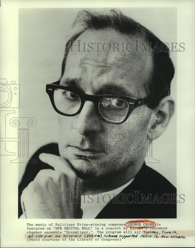 1981 Press Photo George Crumb, Pulitzer Prize composer of music on NPR Recital- Historic Images