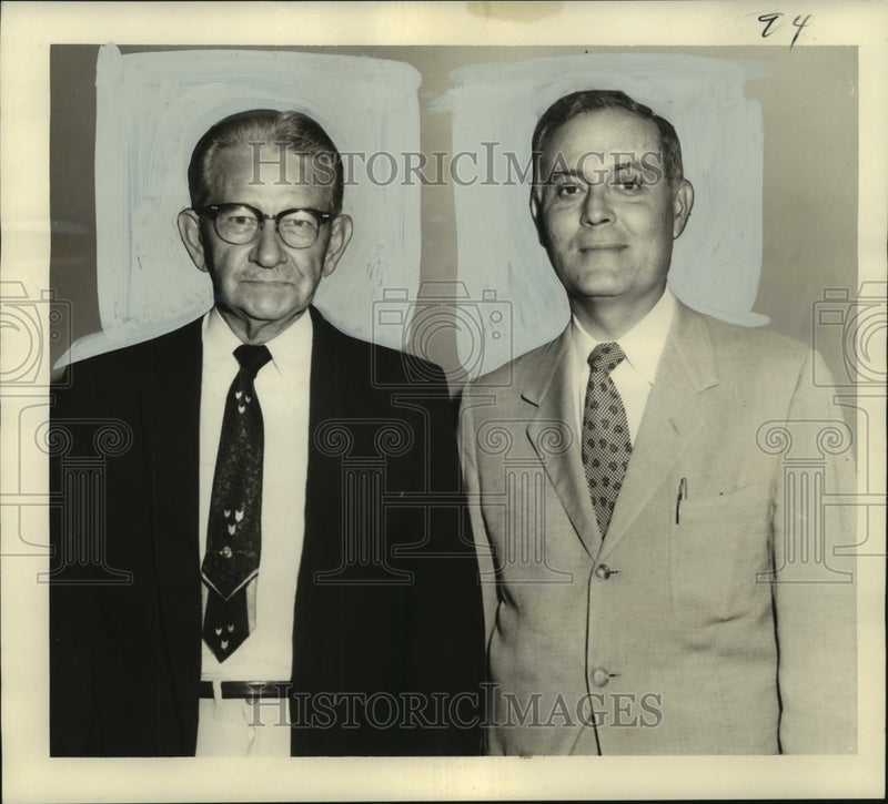 Load image into Gallery viewer, 1957 Press Photo Bill Waldrop with M.O. Delgado at Pearce Ford Event
