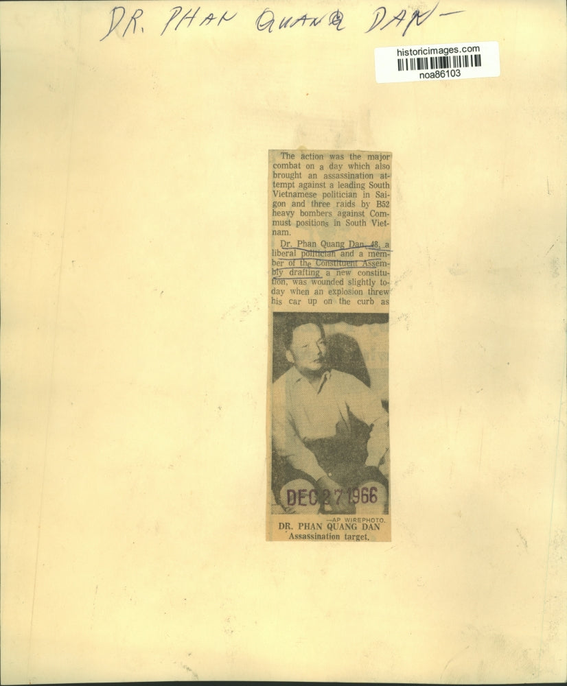 1966 Press Photo Dr. Phan Quang Dan, liberal politician was assassination target