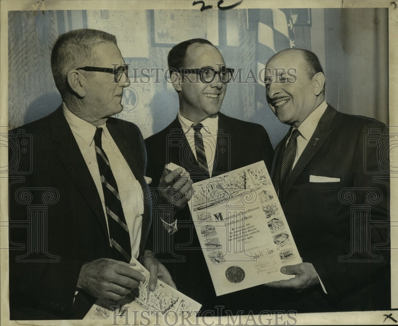 Load image into Gallery viewer, 1964 Press Photo Paul DeBlanc &amp; Marshall Miller honored by Mayor Schiro

