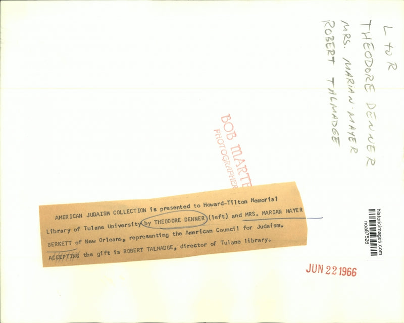 Load image into Gallery viewer, 1966 Press Photo American Judaism Collection presented to Howard-Tilton Library
