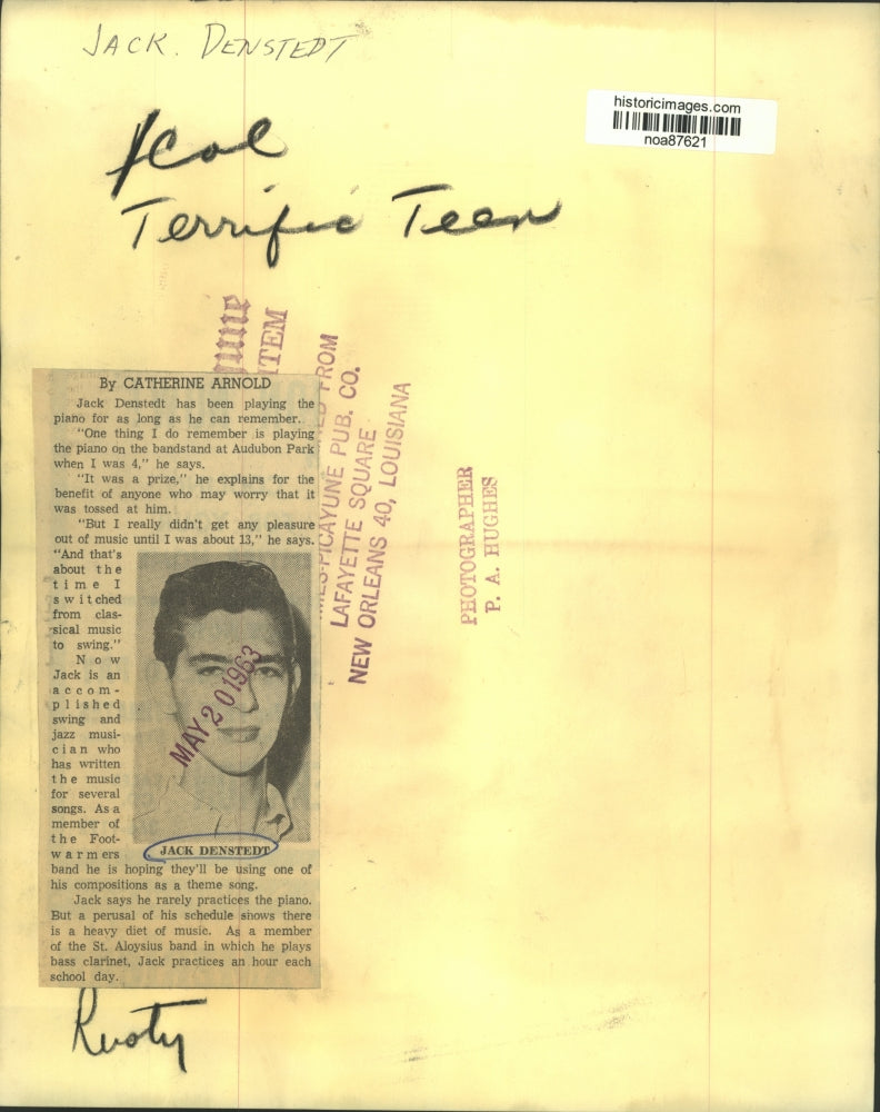 1963 Press Photo Jack Denstedt, Teen savant piano player - noa87621