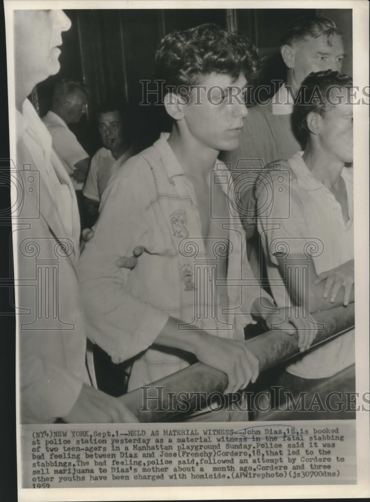 1959 Press Photo John Diaz at Courthouse as Witness in Homicide Case - noa87923