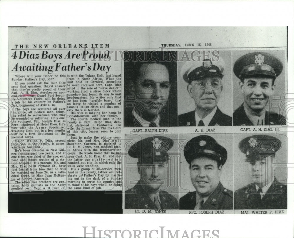 1944 Press Photo Generations of Diaz serving different services in U.S. Military