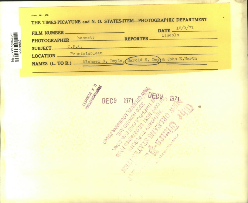 1971 Press Photo Michael S. Doyle, Harold S. Dey, John E. North - noa88562