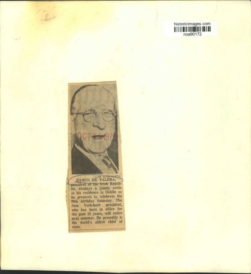 Load image into Gallery viewer, 1972 Press Photo President of Ireland, Eamon De Valera - noa90172

