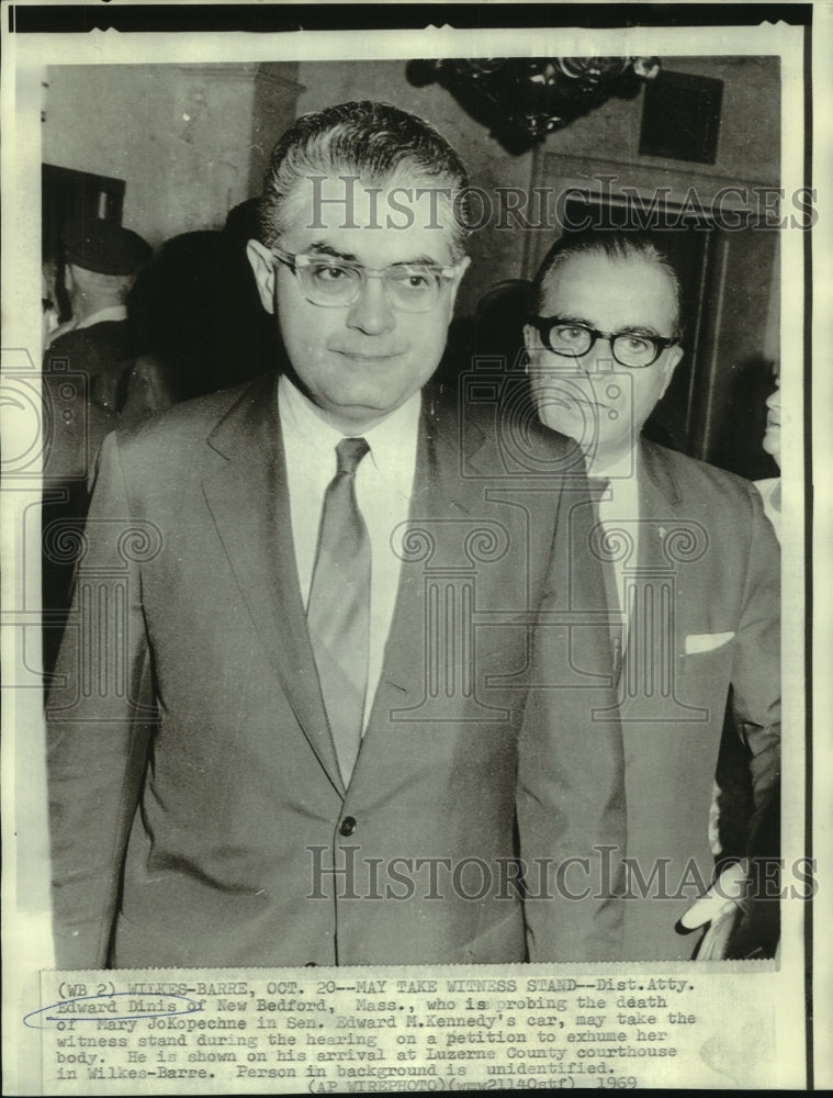 Load image into Gallery viewer, 1969 Press Photo District Attorney Edward Dinis at Luzerne County Courthouse
