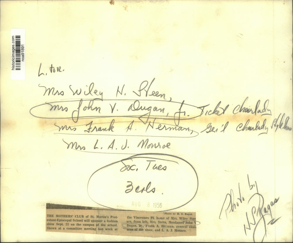 1956 Press Photo Mother's Club of St. Martin's Protestant-Episcopal School