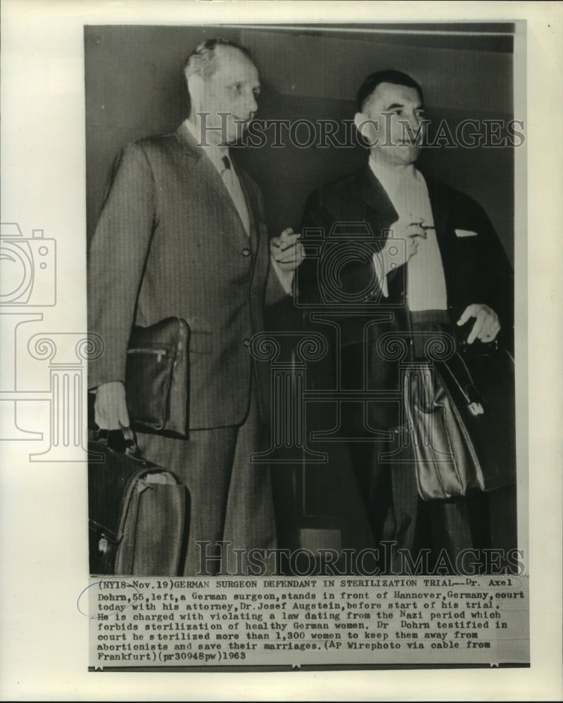 1963 Press Photo Dr. Axel Dohrn defendant in Sterilization Trial in Germany - Historic Images