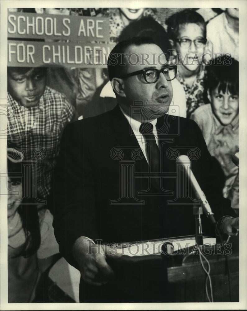 Load image into Gallery viewer, 1969 Press Photo Dr. Carl J. Dolce, Superintendent of Schools- Press Conference
