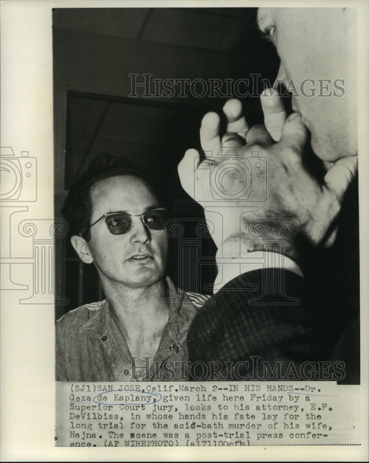 1963 Press Photo Dr. Geza de Kaplany and Attorney after Murder Trial - noa92454
