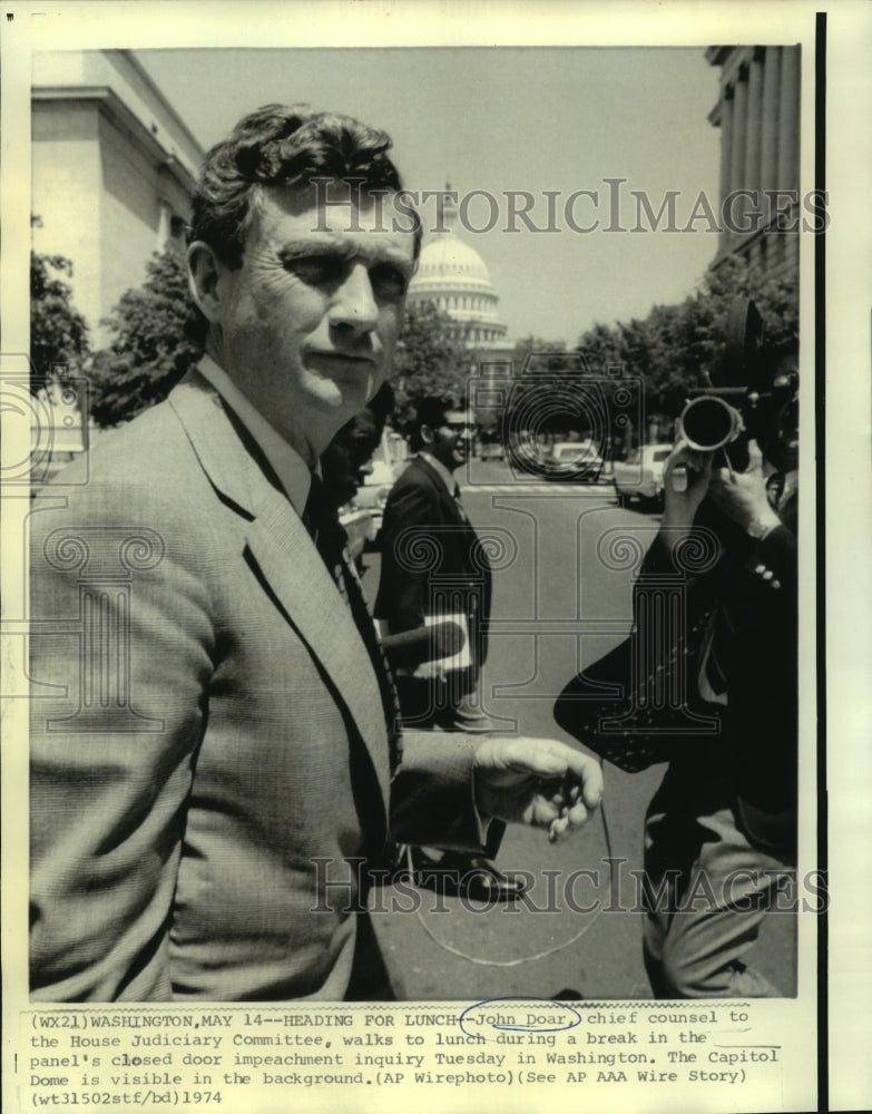 1974 Press Photo John Doar of the House Judiciary Committee in Washington D.C.