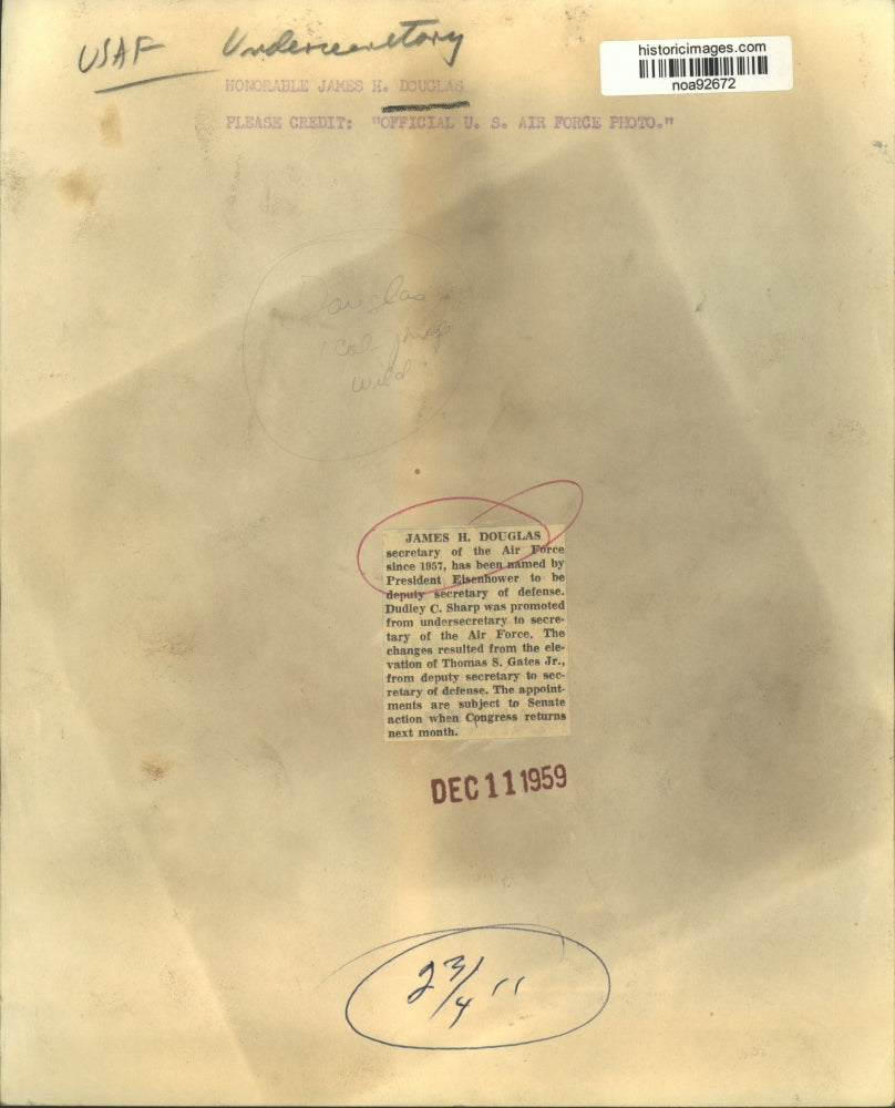 1959 Press Photo James H. Douglas, Secretary of the Air Force since 1957.