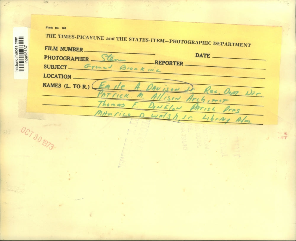 1973 Press Photo Parish & county officials at the Ground Breaking Ceremonies