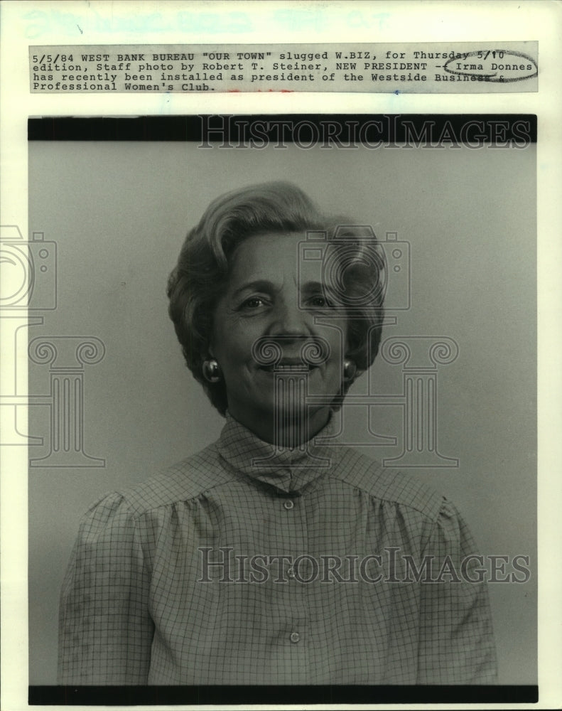 1984 Press Photo Irma Donnes, Westside Business &amp; Professional Women&#39;s Club- Historic Images