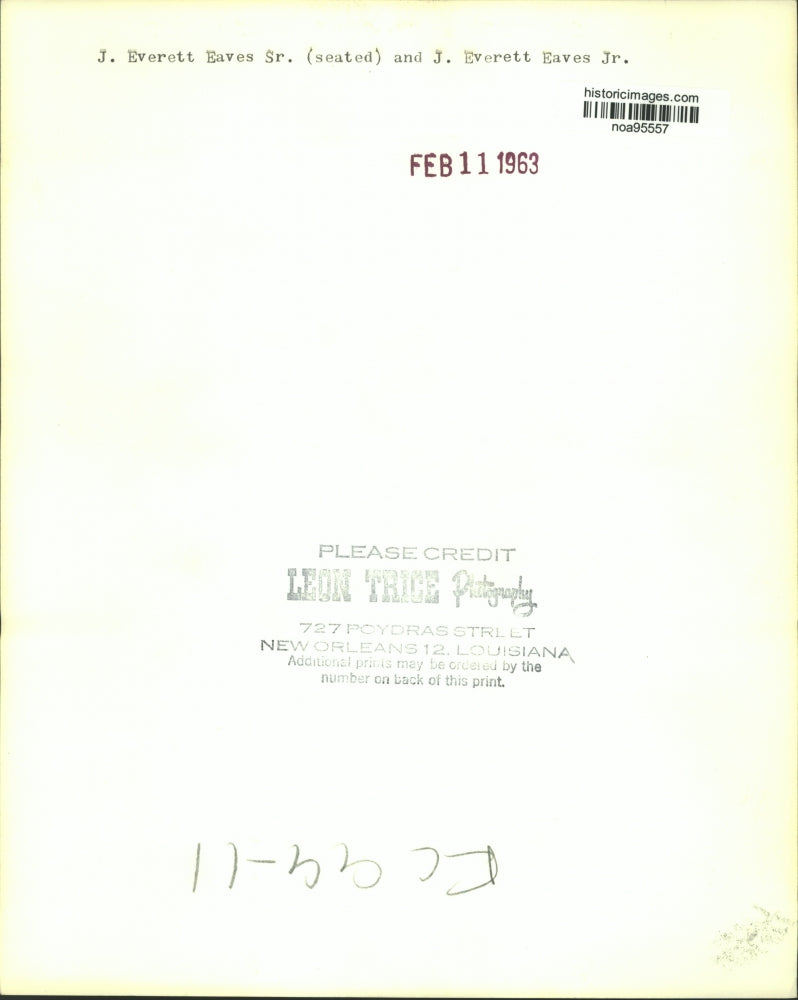 1963 Press Photo J. Everett Eaves Sr. and J. Everett Eaves Jr. - noa95557