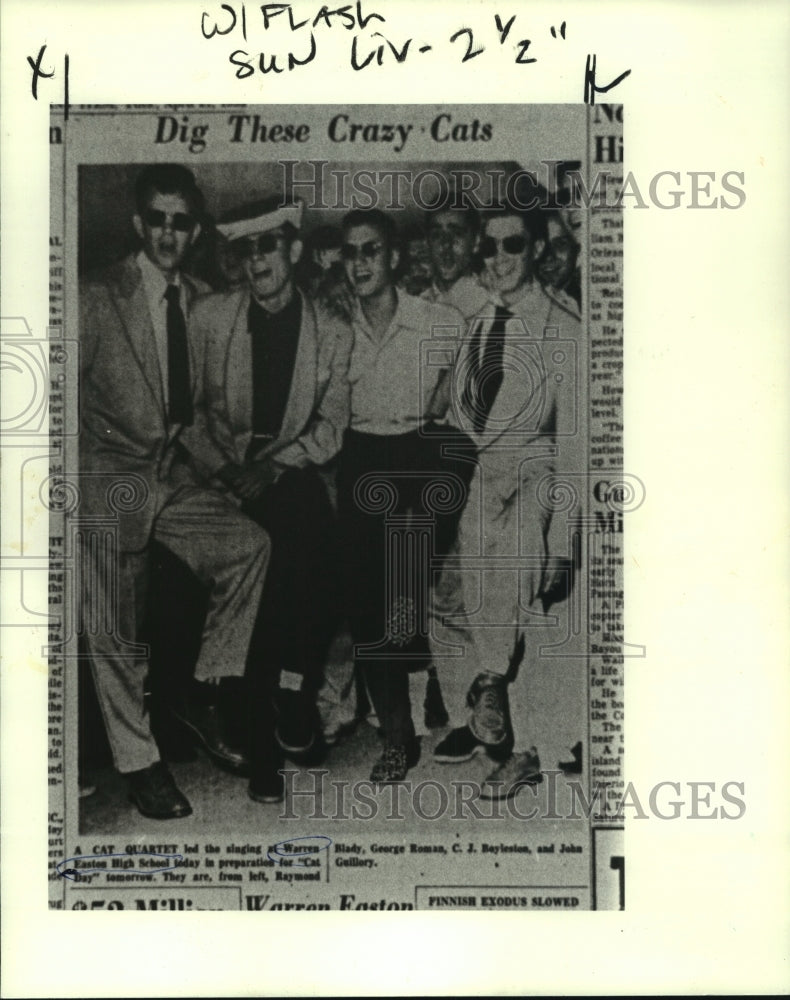 1988 Press Photo Quartet leading singing at Warren Easton High School &quot;Cat Day&quot;- Historic Images