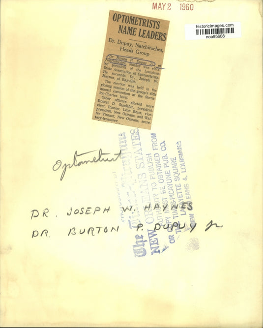1960 Press Photo Dr Burton Dupuy Jr- Louisiana State Association of Optometrists