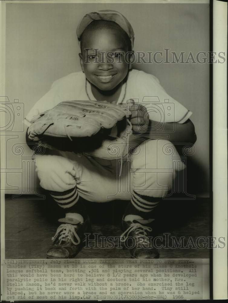 1966 Press Photo Charles Eason of the Class C Knothole League softball team- Historic Images