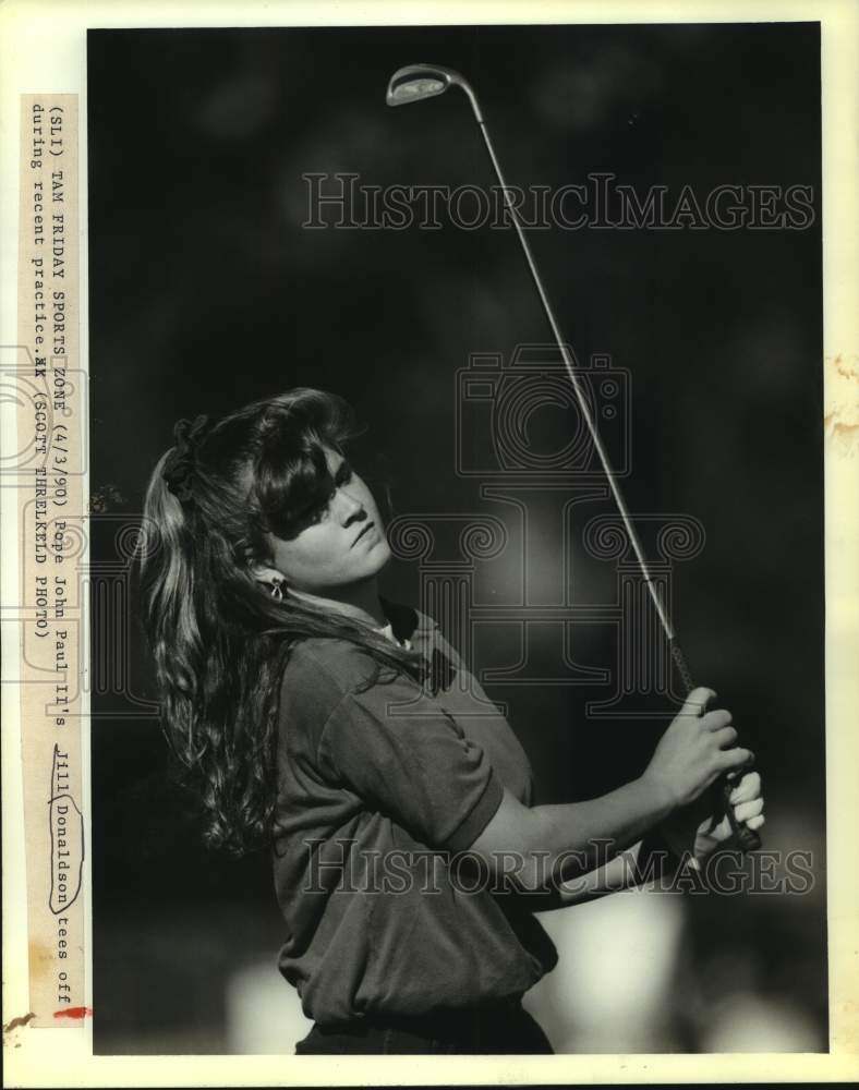 1990 Press Photo Golf player Jill Donaldson of Pope John Paul II during practice- Historic Images