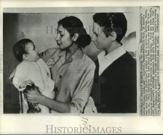 1959 Press Photo Sonali Das Gupta with daughter & stepson at nurse's home, Paris- Historic Images