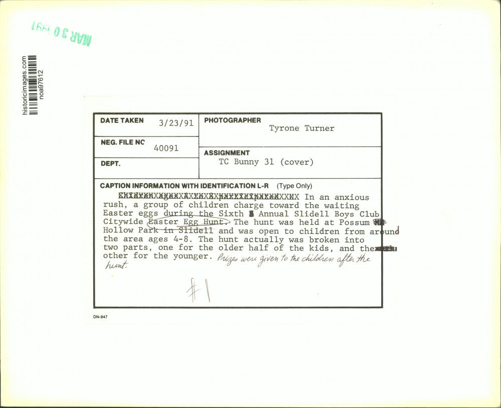 1991 Press Photo Children during Slidell Boys Club Easter Egg hunt in Slidell