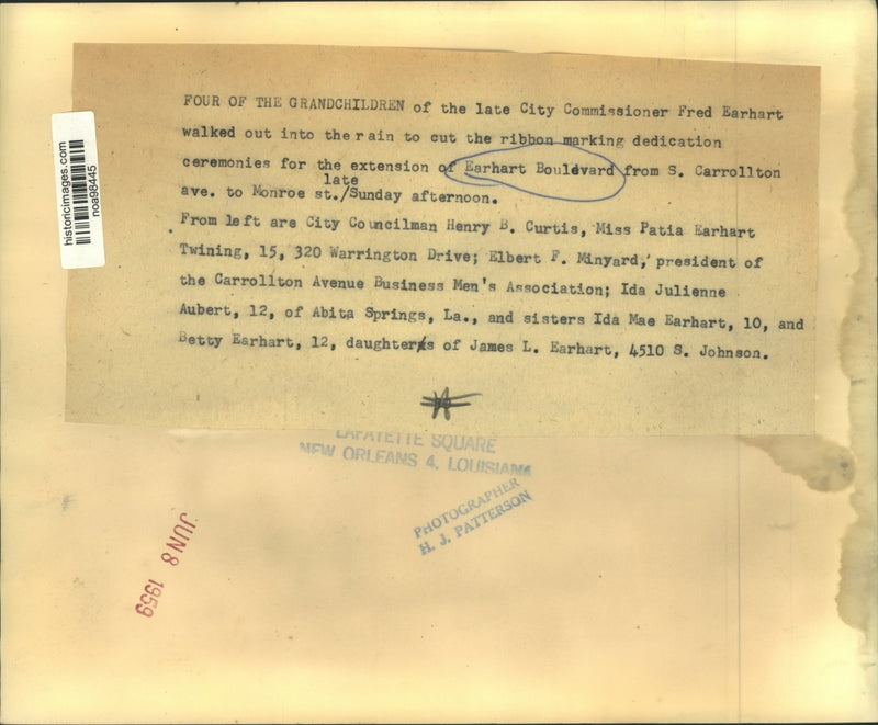 Load image into Gallery viewer, 1959 Press Photo Ribbon Cutting Ceremonies For Earhart Boulevard Expansion
