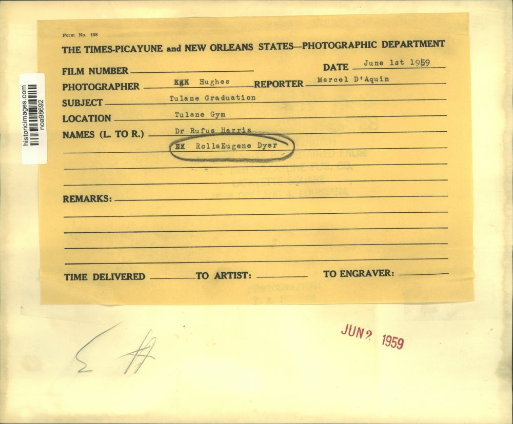 1959 Press Photo Officials at Tulane University Graduation - noa98692