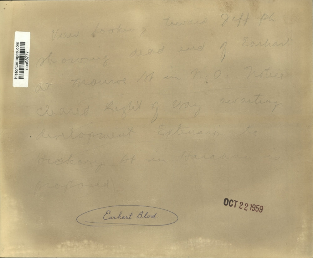 1959 Press Photo View of dead end street at Earhart Blvd. & Monroe Street