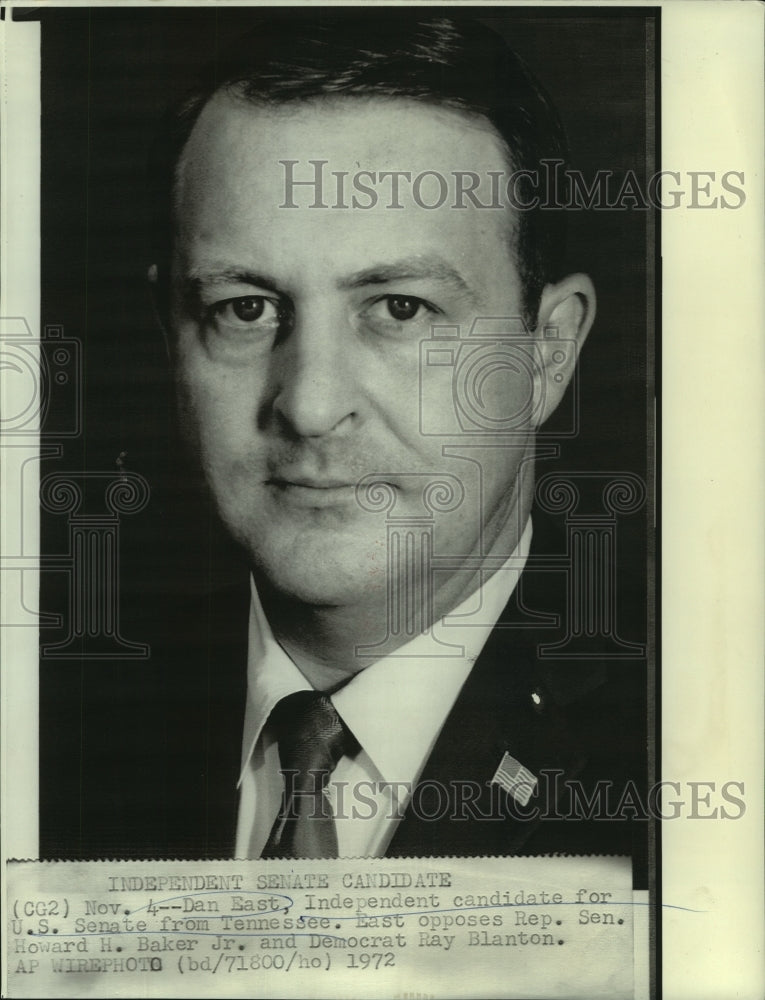 1974 Press Photo Dan East, Independent candidate for U.S. Senate - noa99786
