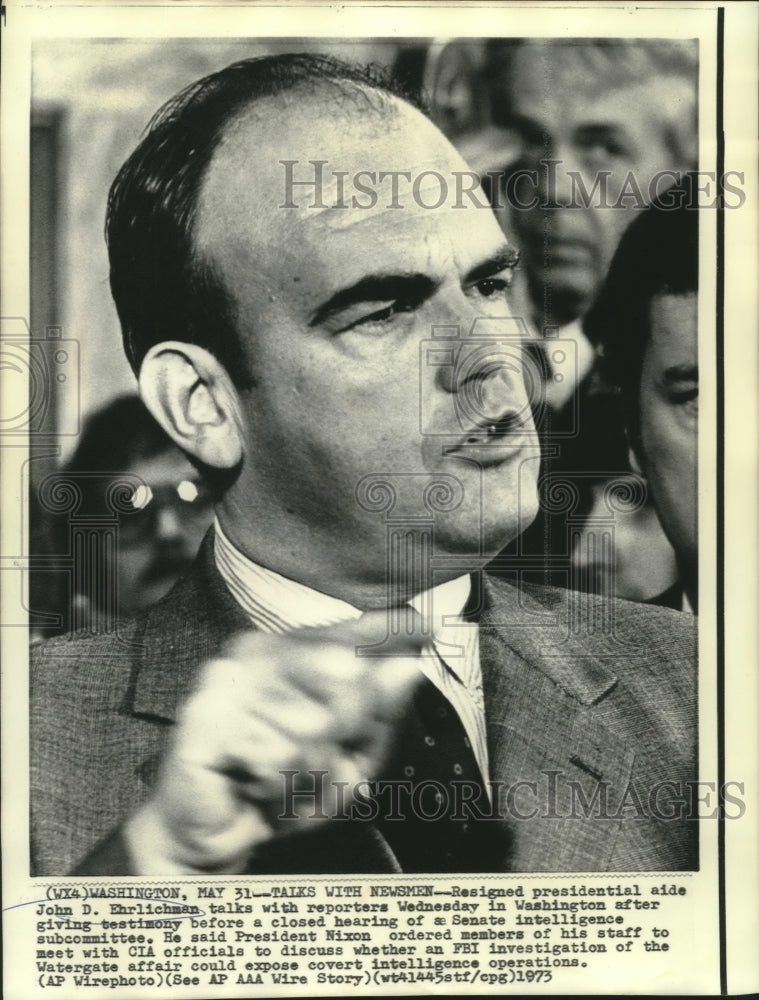 1973 Press Photo Ex-presidential aide John Ehrlichman testifies in Washington- Historic Images